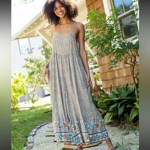 NATURAL LIFE, Zoe Jumpsuit, Cream Floral Border, Size SMALL